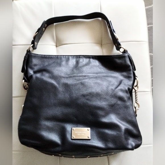 Michael Kors Black Leather Studded Hobo/Shoulder Bag with Dust Bag - Picture 7 of 16